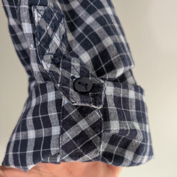 Y2K Plaid Button Top M Blue Bella Shirt Classic Preppy Twilightcore 2010s Roll - Picture 6 of 9